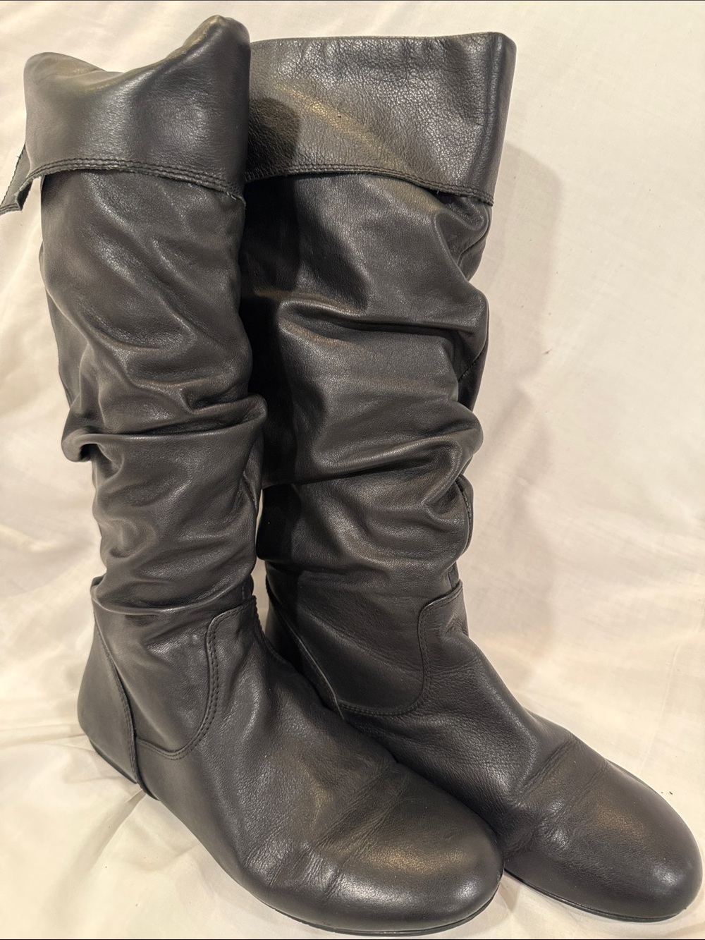 Gianni Bini Black Slouchy Leather Ankle-to-Knee Boots